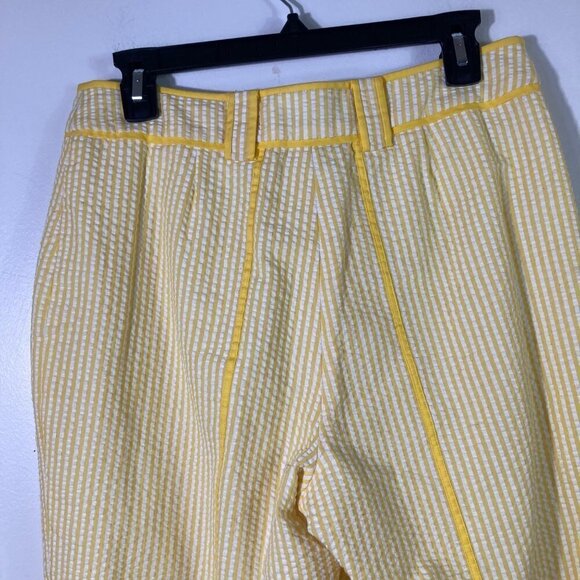 Womens Vintage Spenser Jeremy Seer Sucker Lined Pants Yellow White Stripe 8 - Picture 4 of 8